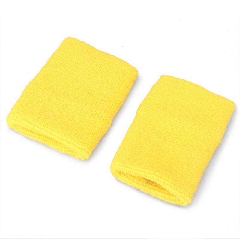 Mallofusa 10 Pack Colorful Sports Basketball Football Absorbent Wristband Party Outdoor Activity (Yellow) - Image 5
